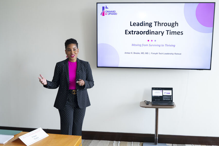 Dr. Brooks presenting Leading Through Extraordinary Times